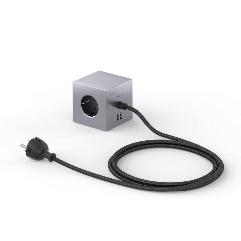 Avolt - Square 1 USB // Aluminium Finish - Socket - DANSKmadeforrooms