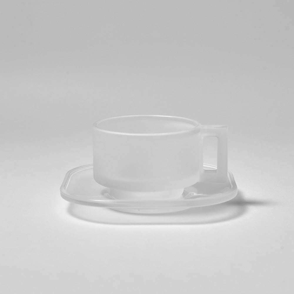 Frosted Glass Cup w. Saucer
