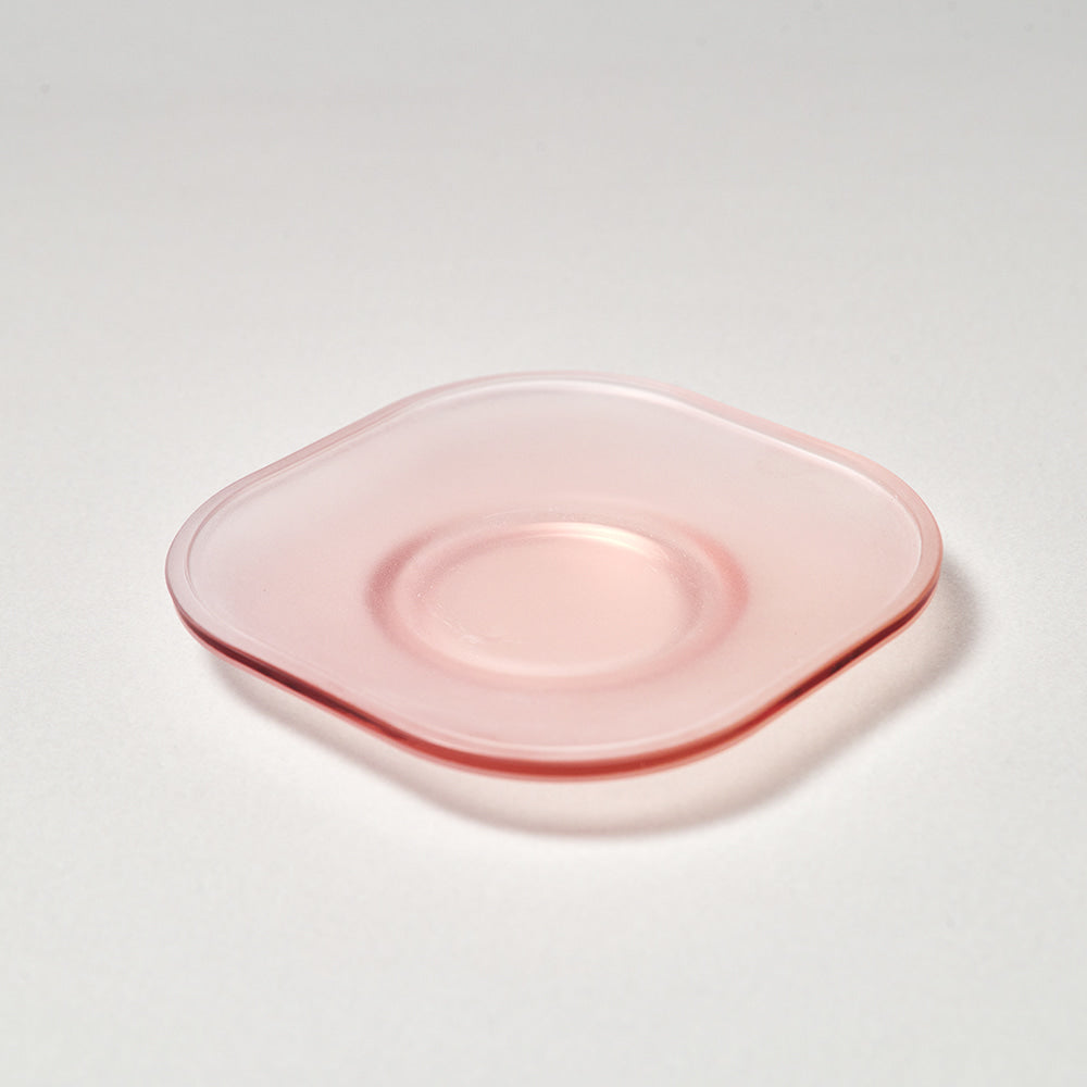 Pink Frosted Glass Cup w/ Saucer
