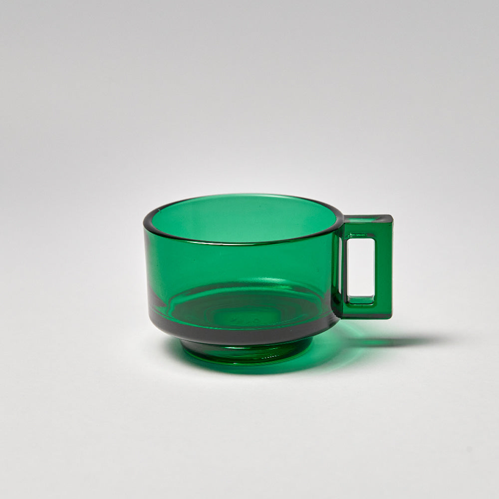 Green Glass Cup w. Saucer