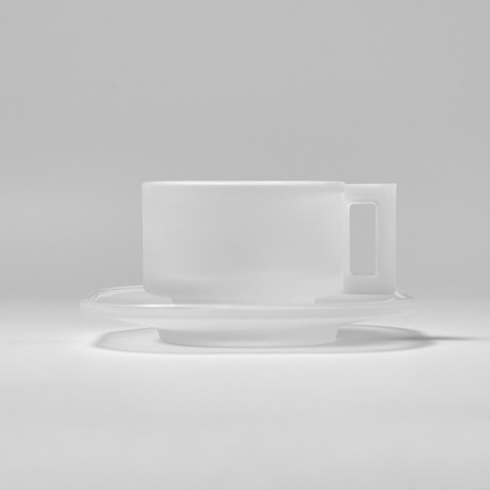 Frosted Glass Cup w. Saucer