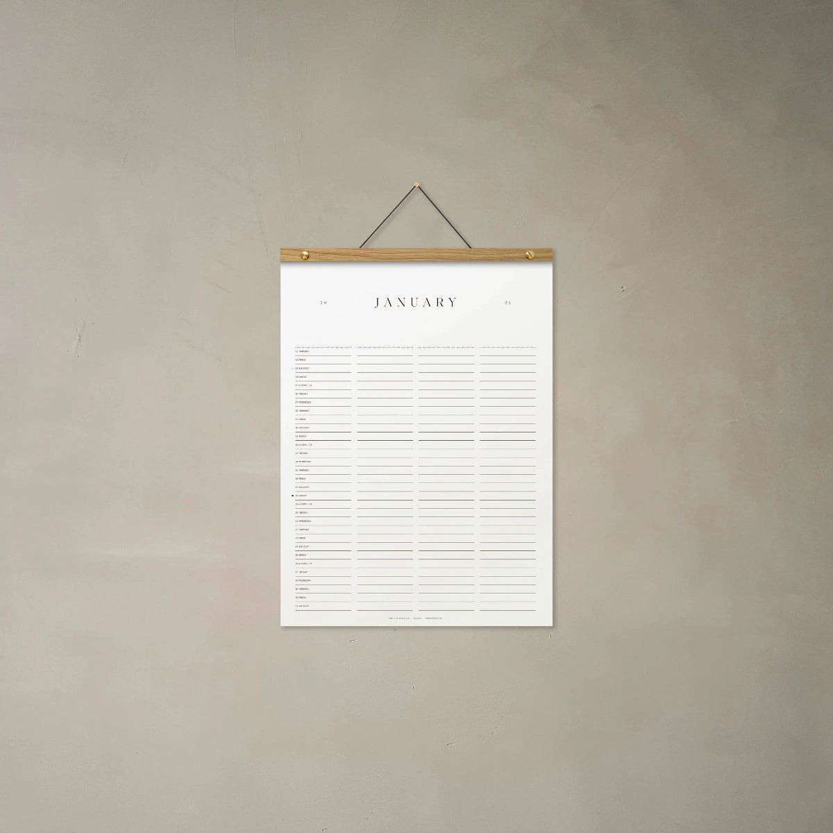 Family Mini Calendar 2026