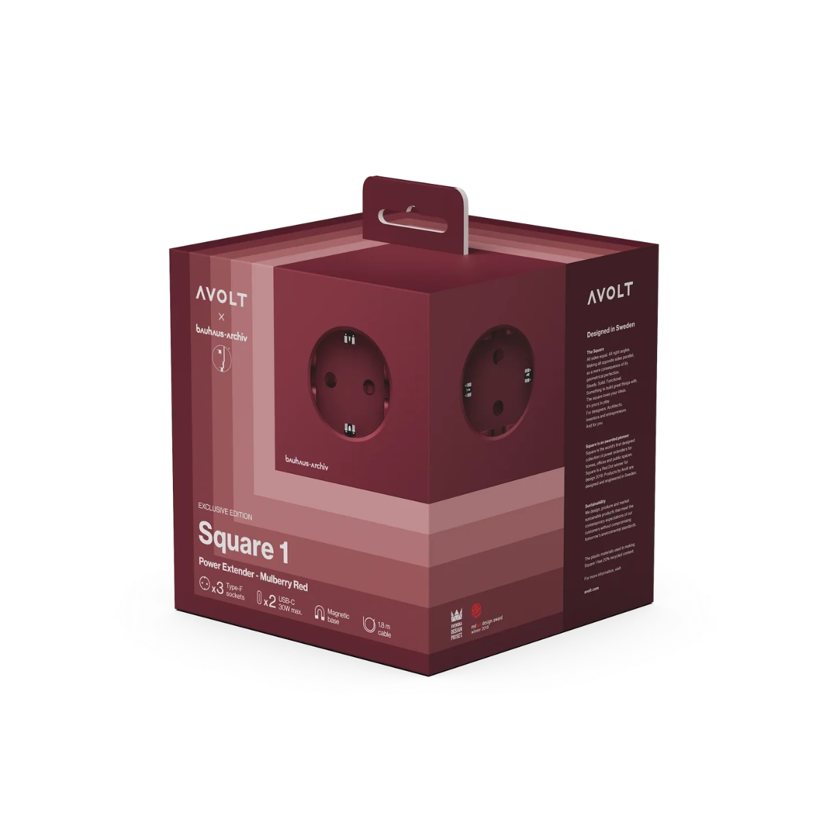 Square 1 USB-C // Bauhaus-Archiv Mulberry Red