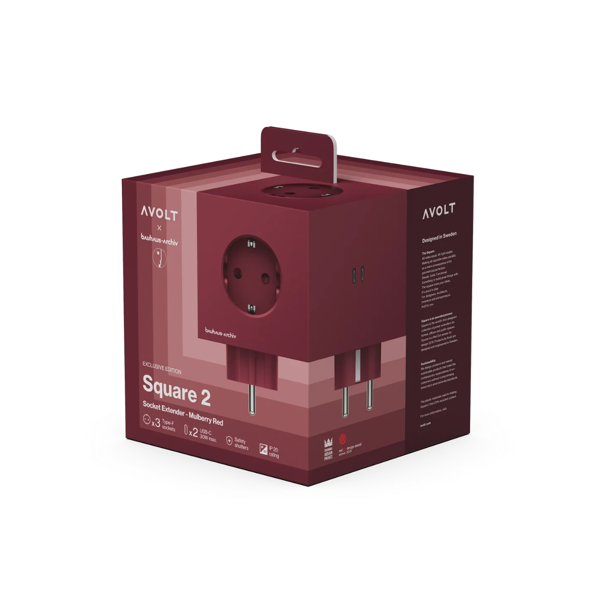 Square 2 USB // Bauhaus-Archiv Mulberry Red