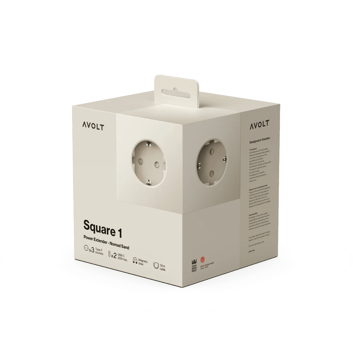 Avolt - Square 1 USB-C | Nomad Sand - Socket - DANSKshop.com