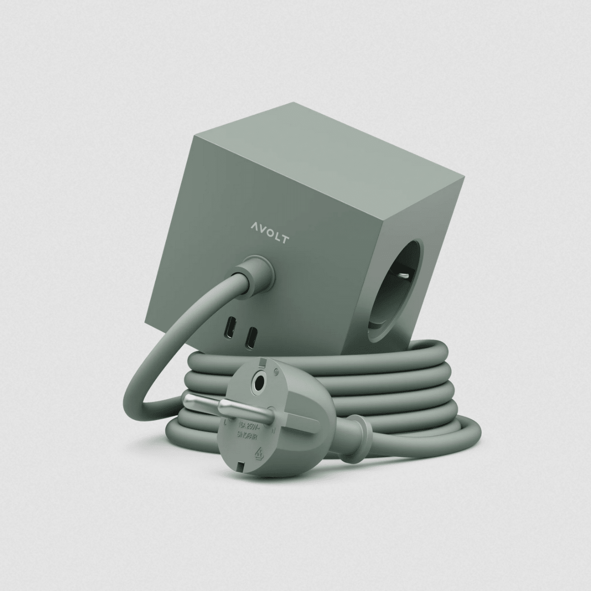Avolt - Square 1 USB-C | Oak Green - Socket - DANSKshop.com