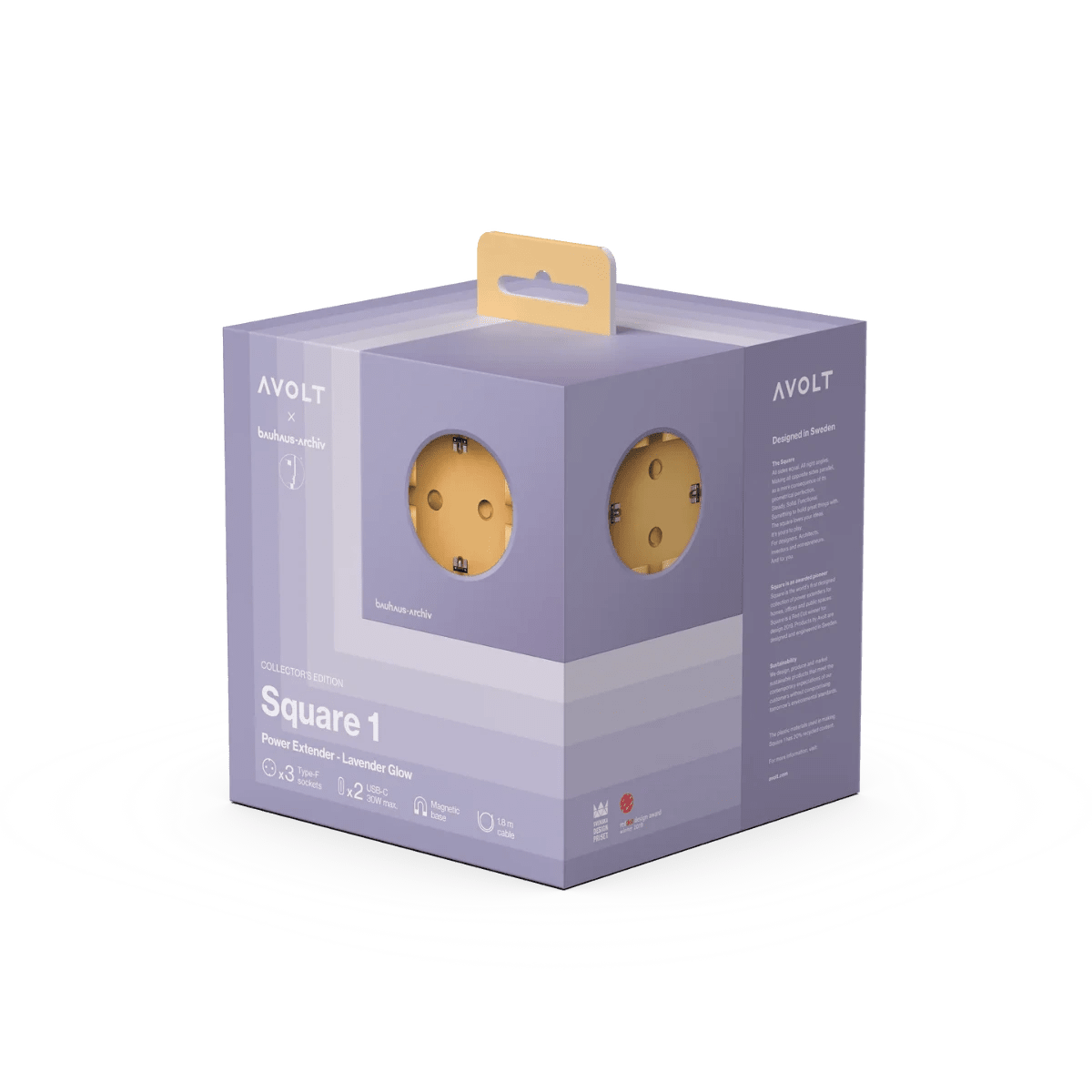 Avolt - Square 2 USB | Bauhaus-Archiv Lavender Glow - Socket - DANSKshop.com